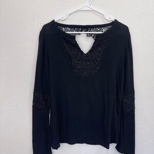 Alya Black Lace Accent Blouse